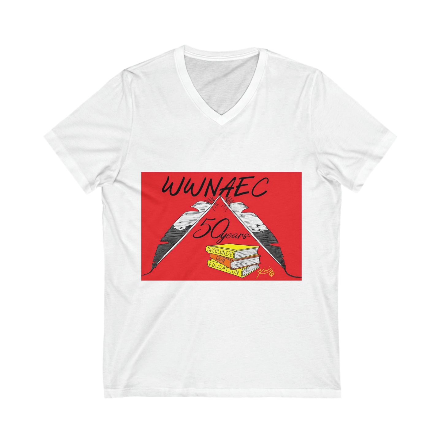 WWNAEC RED DESIGN Short Sleeve V-Neck Tee