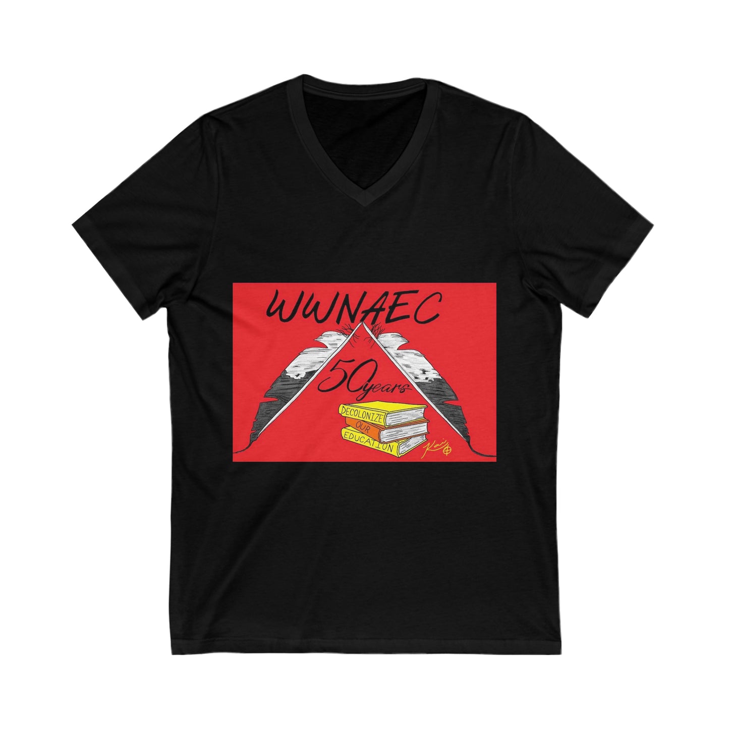 WWNAEC RED DESIGN Short Sleeve V-Neck Tee