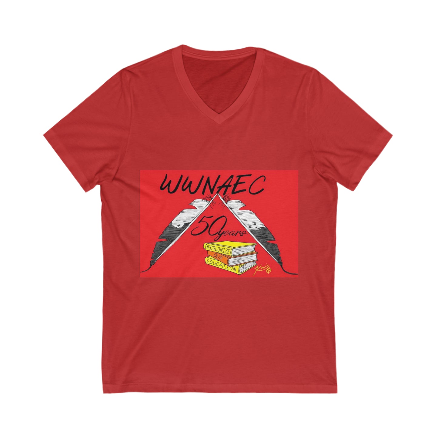 WWNAEC RED DESIGN Short Sleeve V-Neck Tee