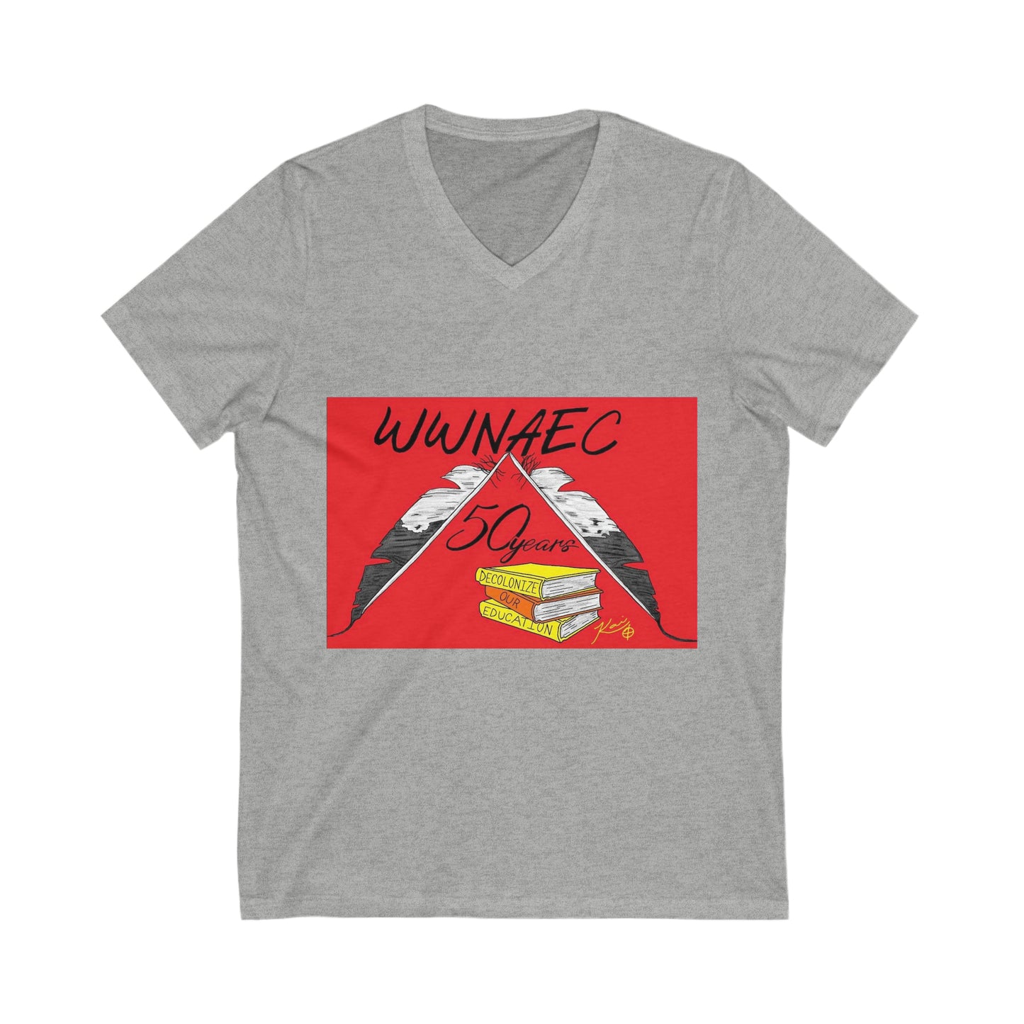 WWNAEC RED DESIGN Short Sleeve V-Neck Tee